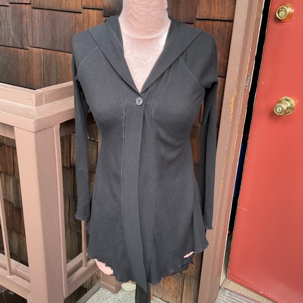 Calvin Klein black  hooded cotton cover up beach swim Small